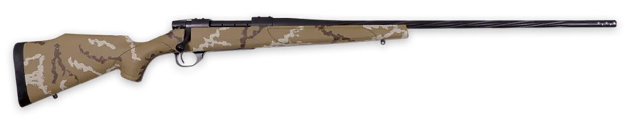 Weatherby VHH65PPR6B Vanguard Outfitter 6.5 PRC 3+1 24" Threaded/Spiral Fluted, Graphite Black Barrel/Rec, Tan with Brown & White Sponge Synthetic Stock, Accubrake Muzzle Brake, Adj. Trigger