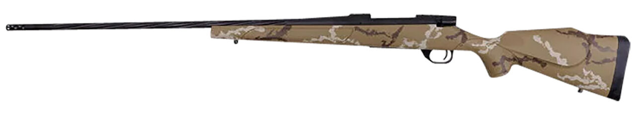 Weatherby VHH65PPR6B Vanguard Outfitter 6.5 PRC 3+1 24" Threaded/Spiral Fluted, Graphite Black Barrel/Rec, Tan with Brown & White Sponge Synthetic Stock, Accubrake Muzzle Brake, Adj. Trigger - Image 2