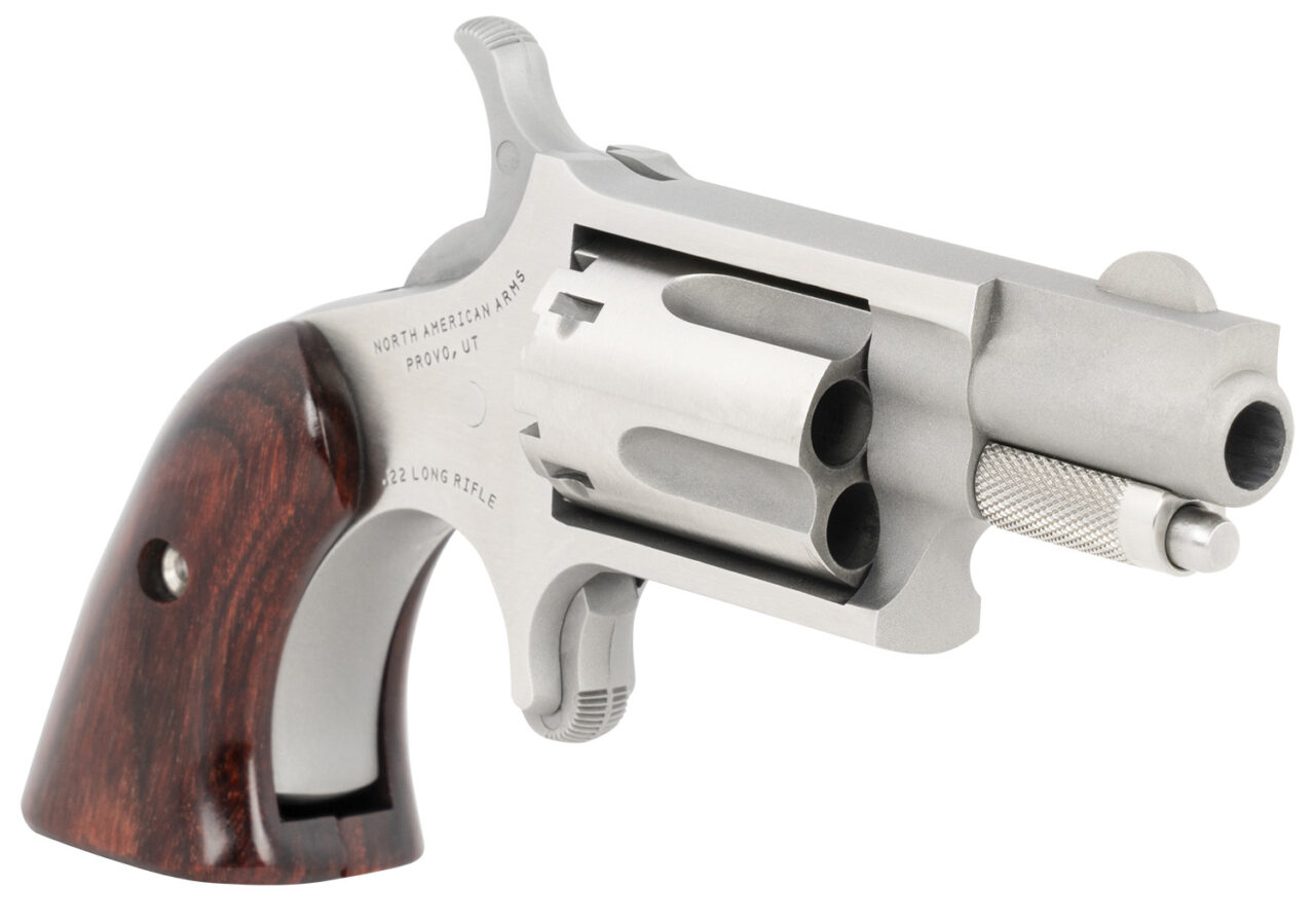 North American Arms 22LRGBG Mini-Revolver 22 LR 5 Shot 1.13" Barrel, Stainless Steel Barrel/Cylinder/Frame, Exclusive Wood Boot Grip - Image 3