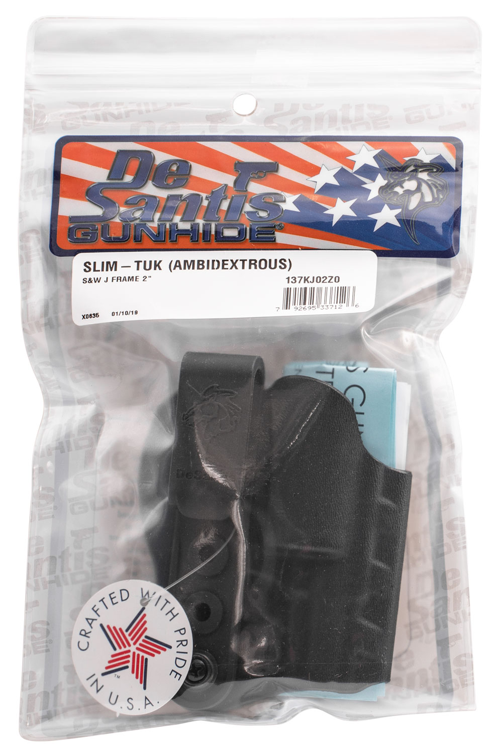 DeSantis Gunhide 137KJ02Z0 Slim-Tuk IWB Black Kydex Belt Clip Fits S&W J Frame Ambidextrous - Image 2