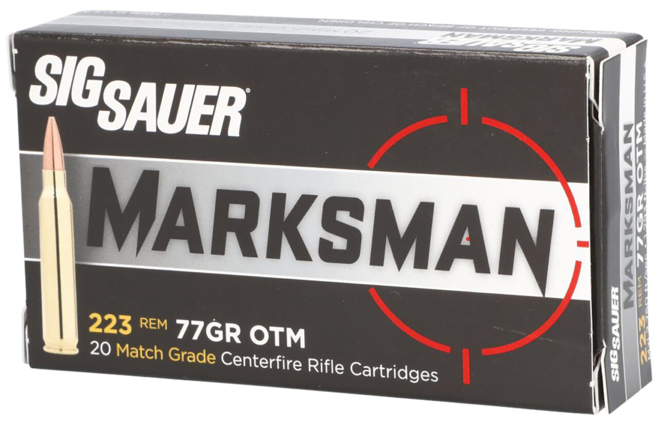 Sig Sauer E223M120 Marksman 223 Rem 77 gr Open Tip Match (OTM) 20 Per Box/25 Cs
