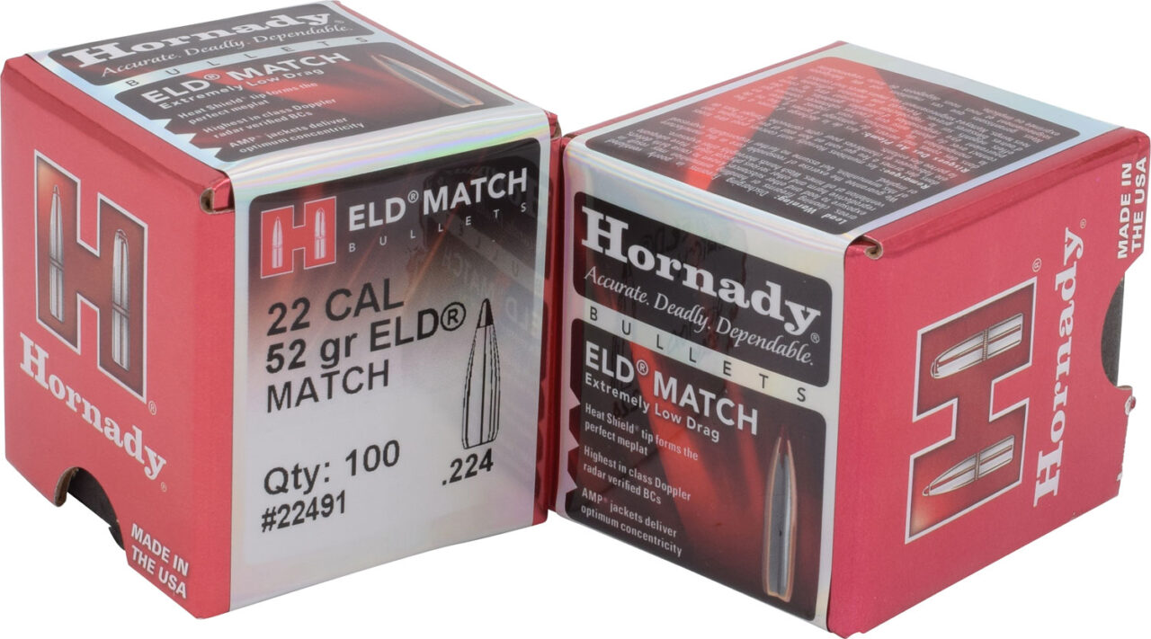 Hornady 22491 ELD Match 22 Cal .224 52 gr Extremely Low Drag-Match (ELD-M)