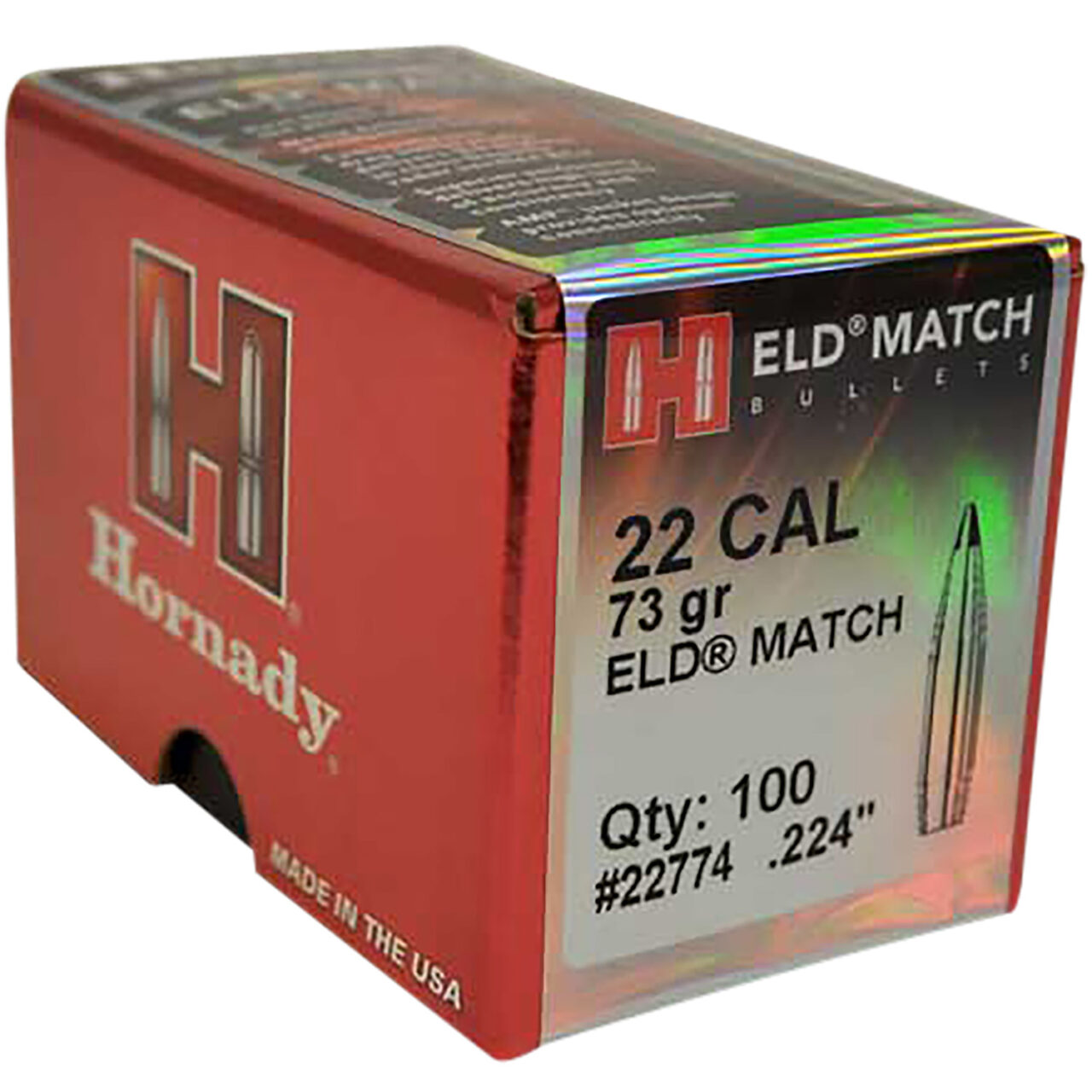 Hornady 22774 ELD Match 22 Cal .224 73 gr Extremely Low Drag-Match (ELD-M)