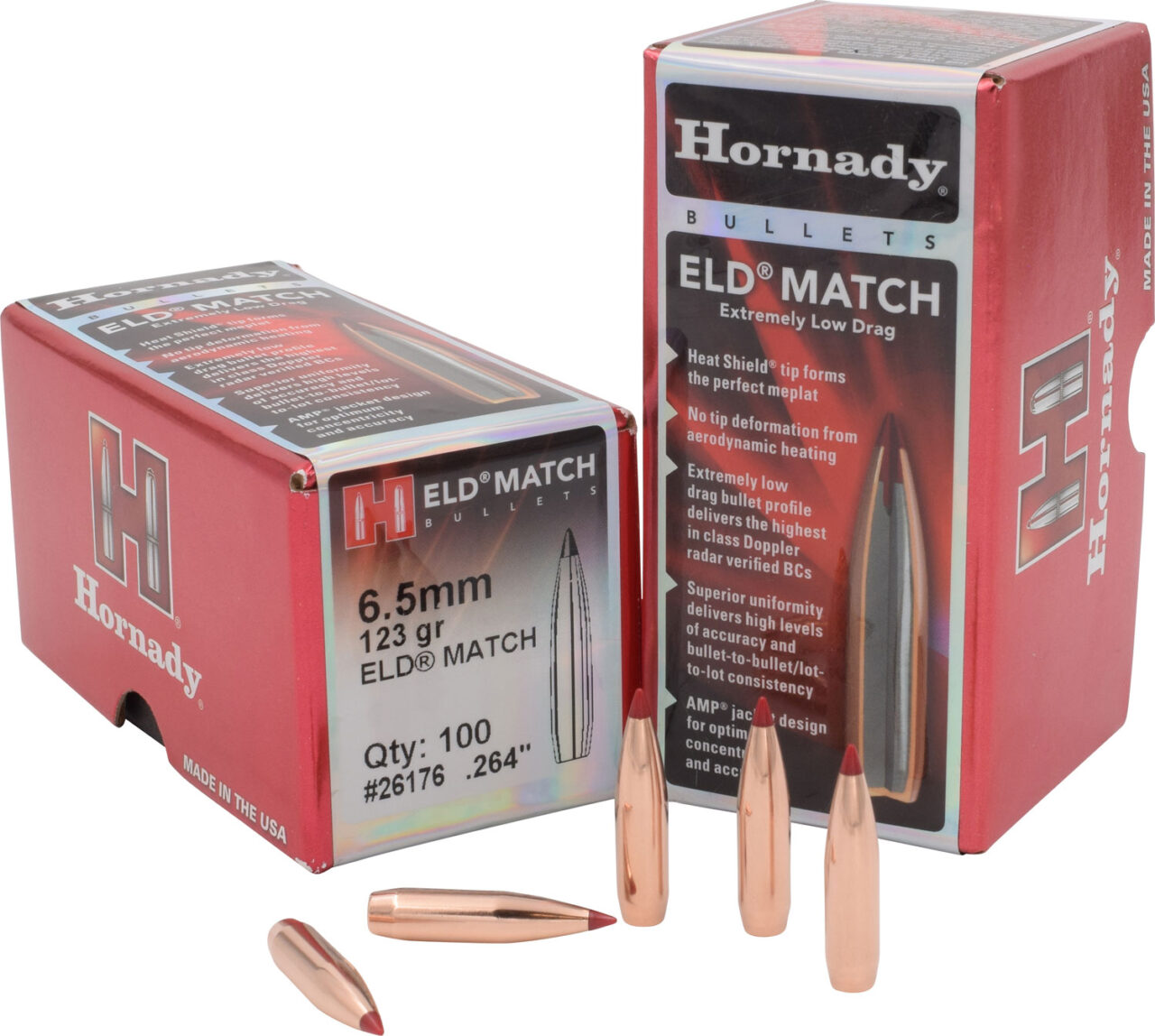 Hornady 26176 ELD Match 6.5mm .264 123 gr Extremely Low Drag-Match (ELD-M)