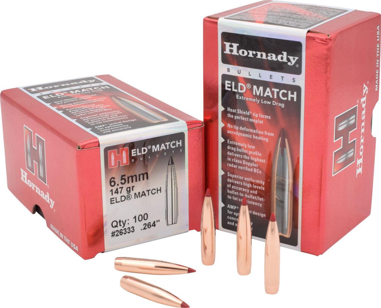 Hornady 26333 ELD Match 6.5mm .264 147 gr Extremely Low Drag-Match (ELD-M)