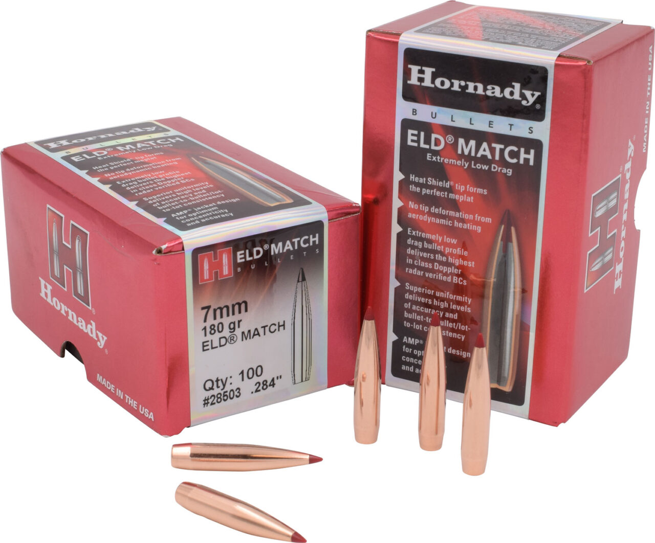 Hornady 28503 ELD Match 7mm .284 180 gr Extremely Low Drag-Match (ELD-M)