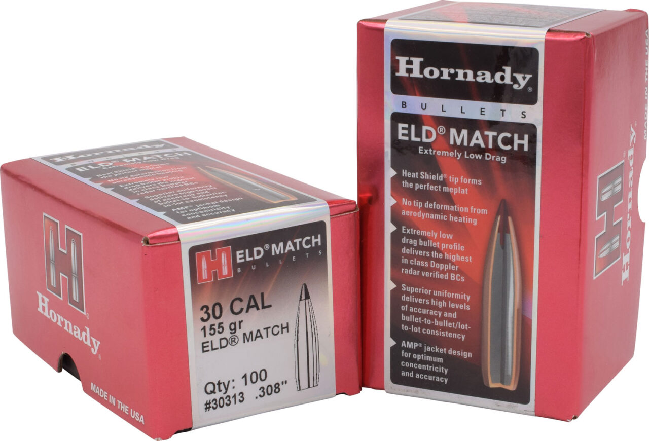 Hornady 30313 ELD Match 30 Cal .308 155 gr Extremely Low Drag-Match (ELD-M)