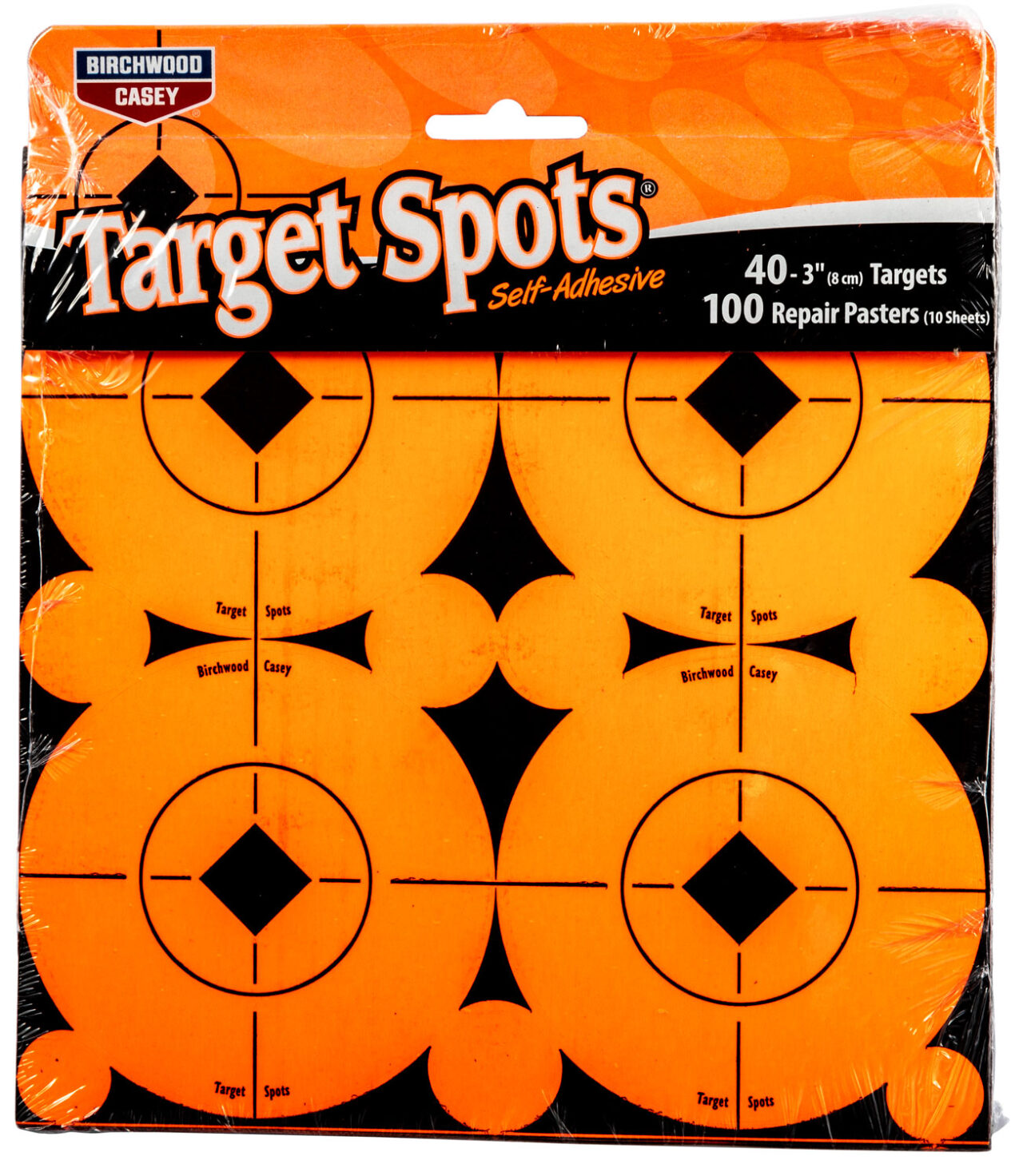 Birchwood Casey 33903 Target Spots Self-Adhesive Paper Black/Orange 3" Bullseye Includes Pasters 40 Targets