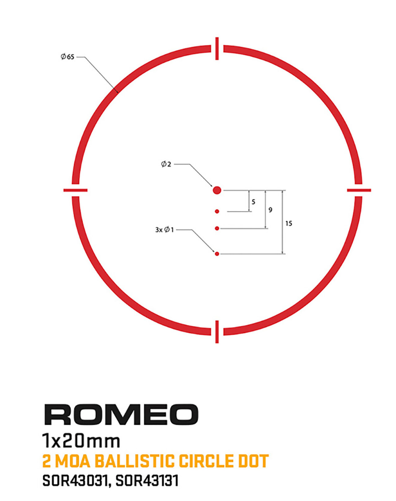 Sig Sauer Electro-Optics SOR43031 Romeo4T Black Anodized 1x20mm 2 MOA Red Ballistic Circle Dot Multi Reticle - Image 2