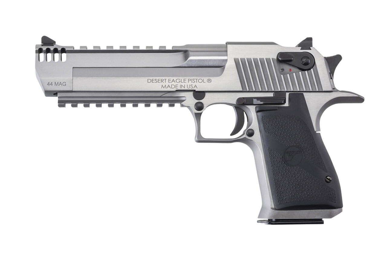 Magnum Research DE44SRMB Desert Eagle Mark XIX 44 Rem Mag Caliber with 6" Muzzle Brake/Picatinny Rail Barrel, 7+1 Capacity, Overall Stainless Steel Finish, Picatinny Rail/Beavertail Frame, Serrated Slide & Black Polymer Grip - Image 2