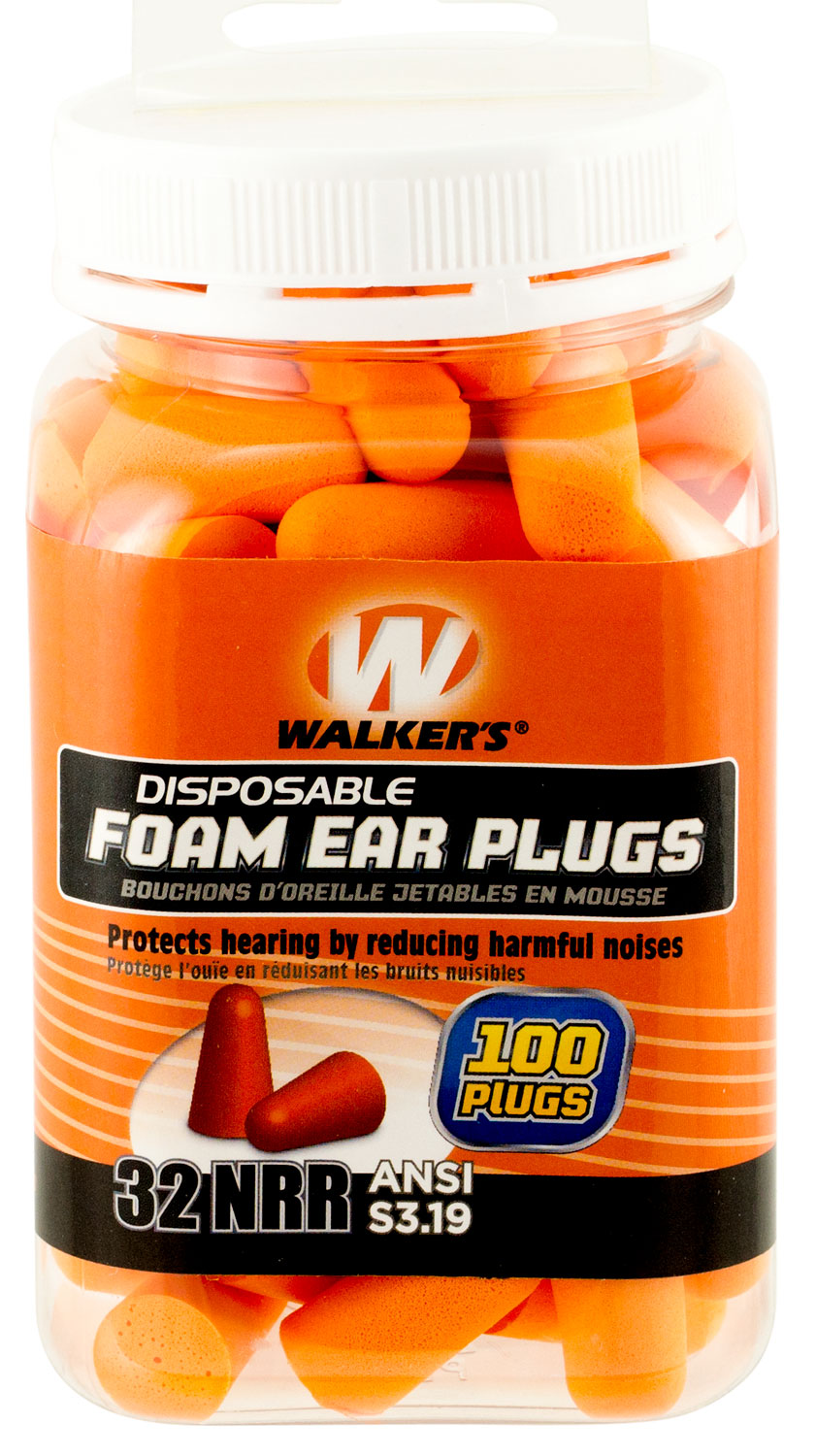 Walker's GWPFP50PK Foam Ear Plugs Disposable Foam 33 dB Orange 50 Pair