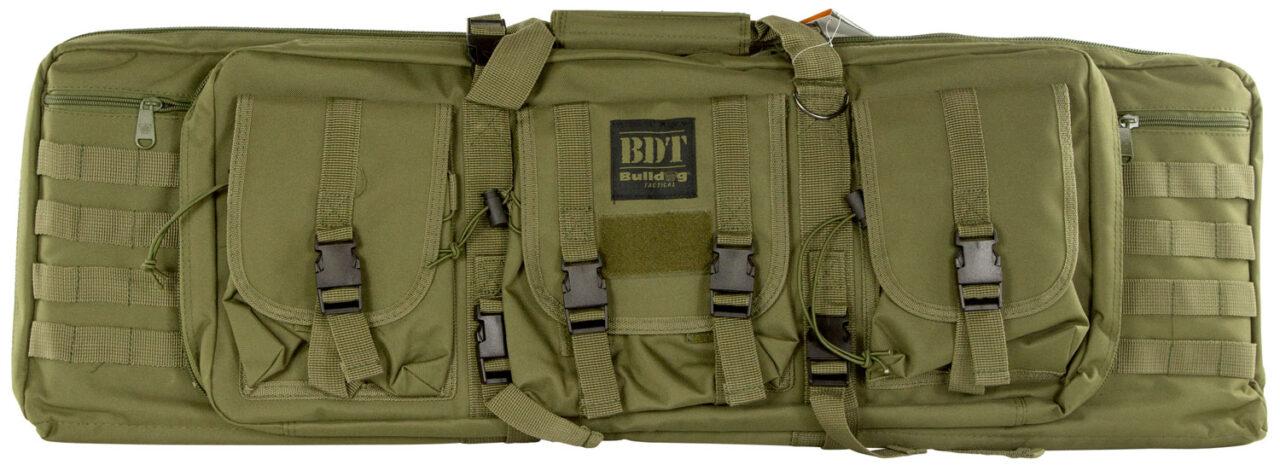 Bulldog BDT4037G BDT Tactical Single Rifles Case made of Nylon with Green Finish, 3 Accessory Pockets, Deluxe Padded Backstraps, Lockable Zippers & Padded Internal Divider 13" H x 37" W x 3" D Internal Dimensions