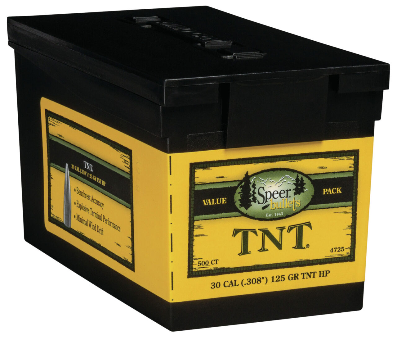 Speer 4725 TNT 30 Cal .308 125 gr Jacketed Hollow Point (JHP)