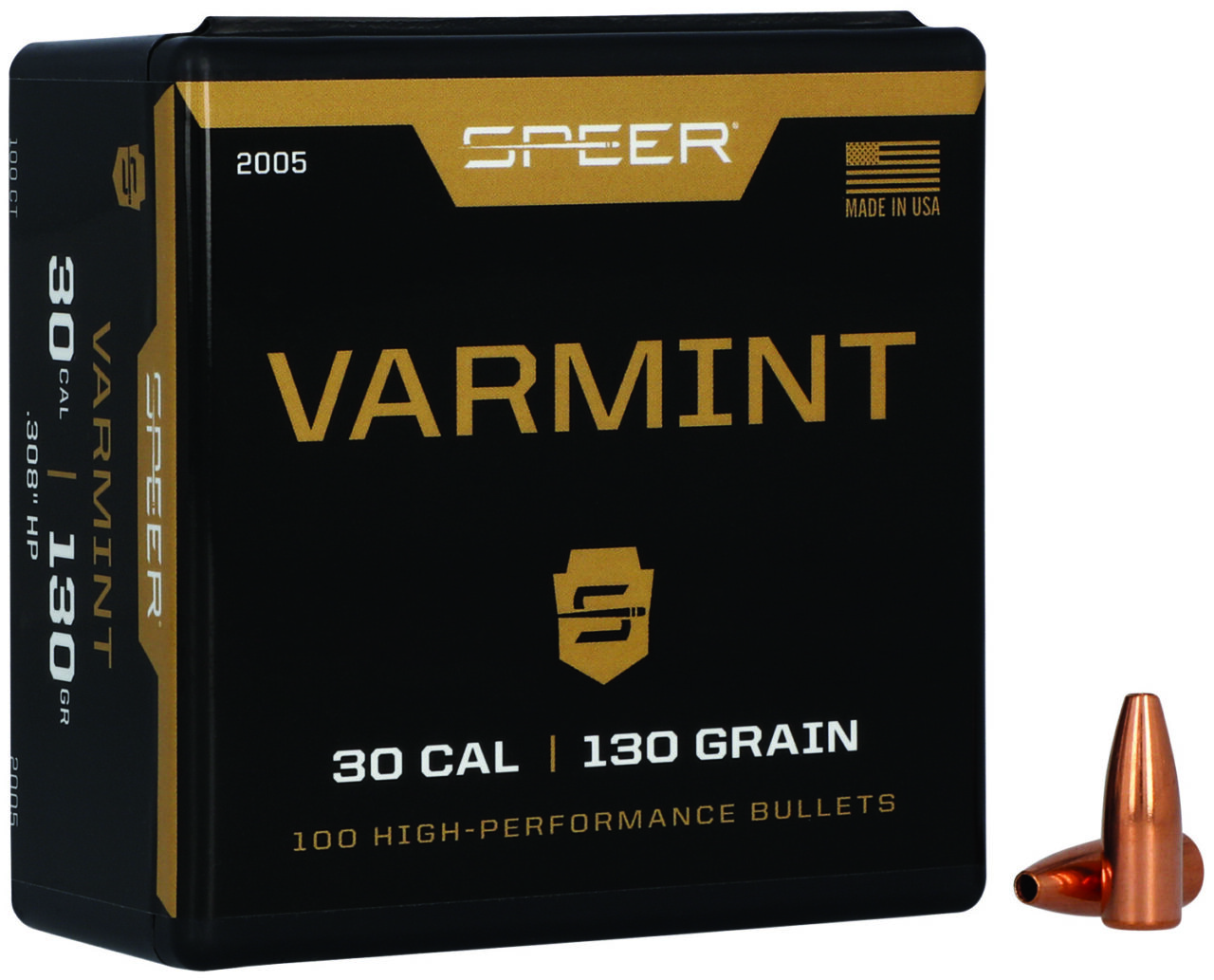 Speer 2005 Varmint 30 Cal .308 130 gr Jacketed Hollow Point (JHP)