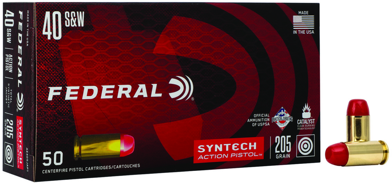Federal AE40SJAP1 American Eagle Syntech Action Pistol 40 S&W 205 gr Total Syntech Jacket Flat Nose (TSF) 50 Per Box/ 10 Cs