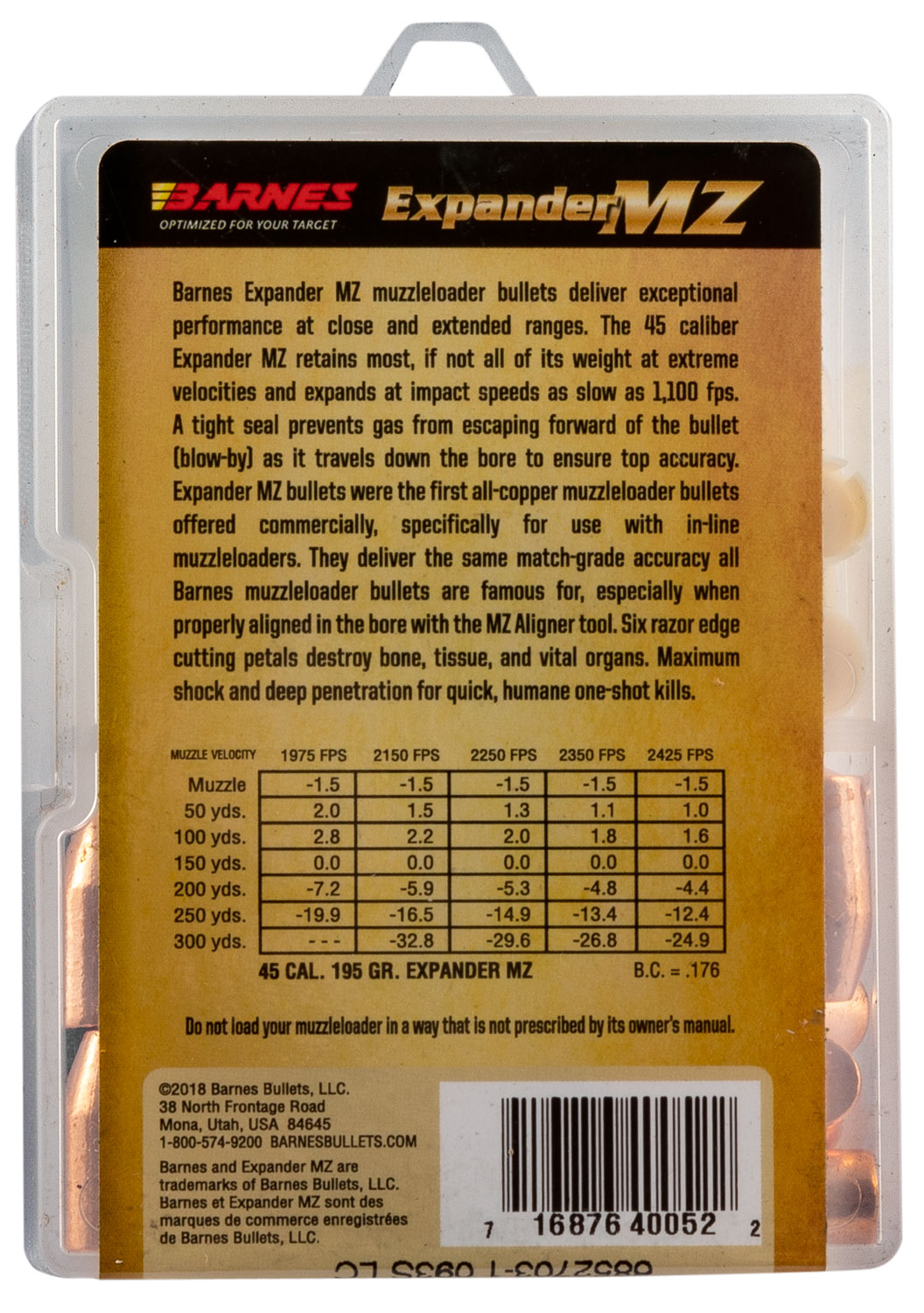 Barnes Bullets 30509 Expander MZ Muzzleloader 45 Cal Expander MZ Hollow Point 195 gr 24 - Image 3