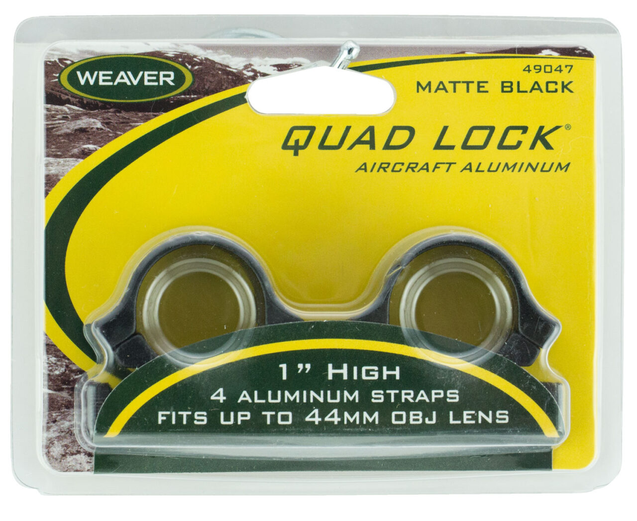 Weaver Mounts 49047 Quad Lock Scope Ring Set Matte Black Aluminum 1" Tube High Quick Detach