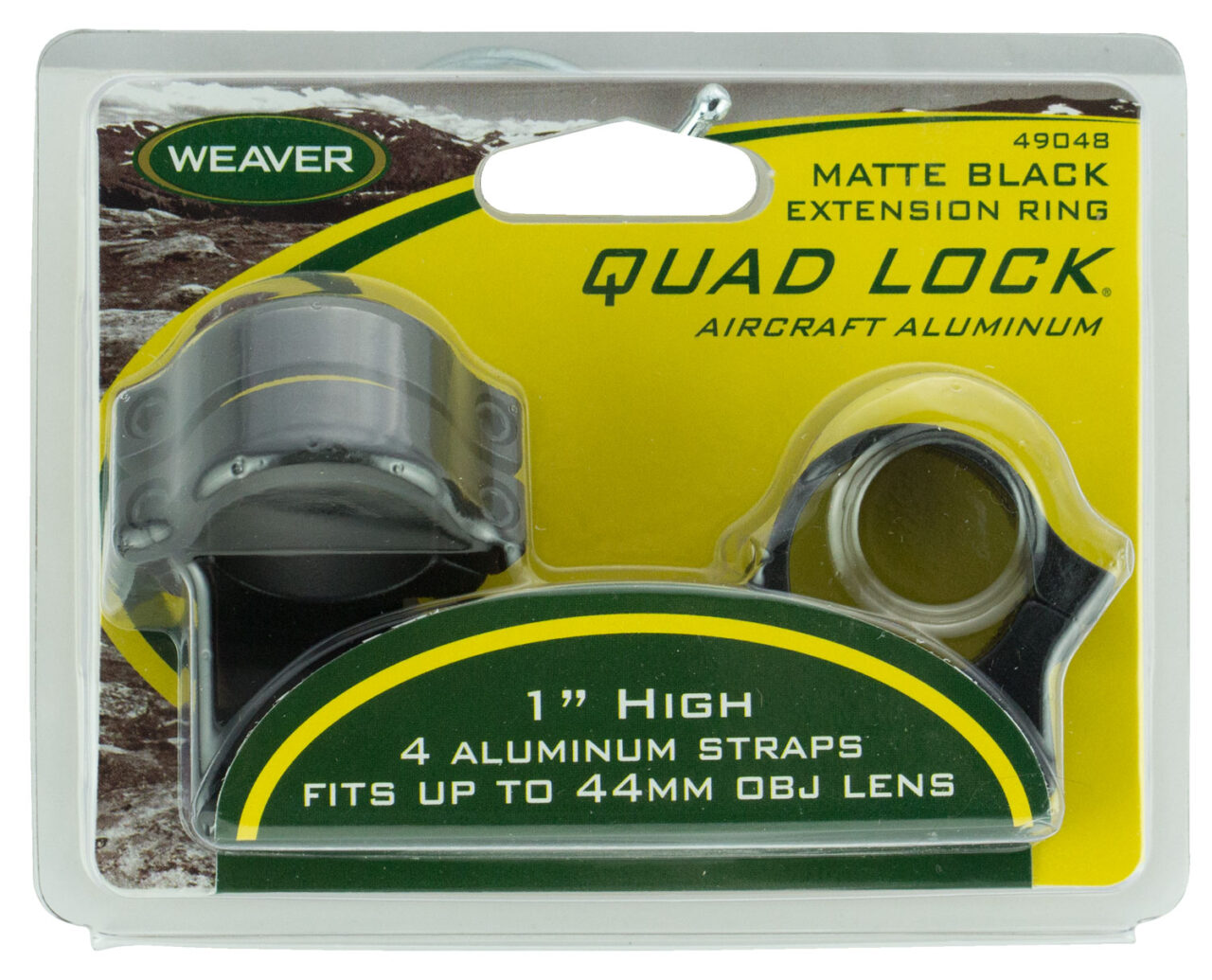 Weaver Mounts 49048 Quad Lock Scope Ring Set Matte Black Aluminum 1" Tube High Quick Detach Extended