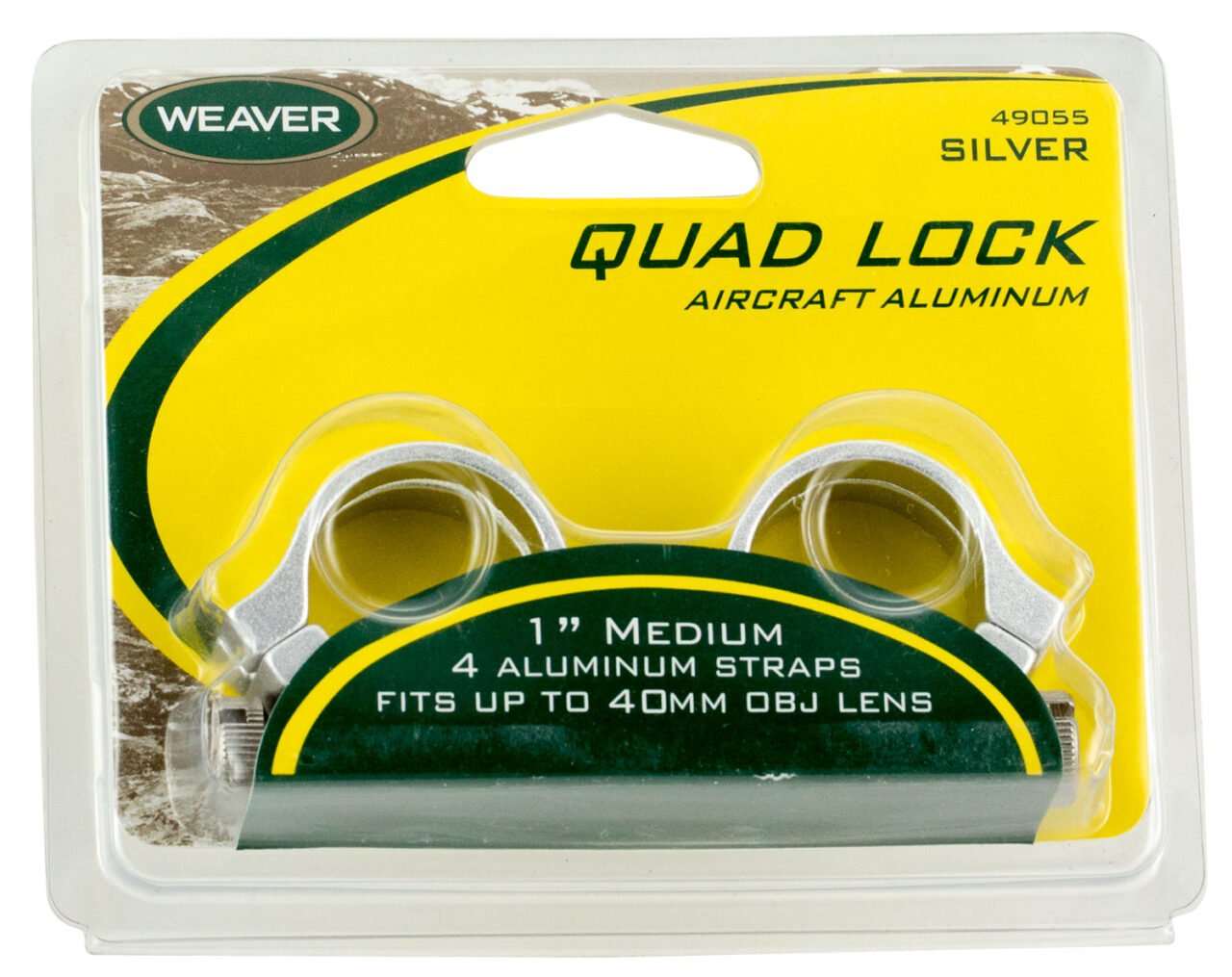 Weaver Mounts 49049 Quad Lock Scope Ring Set 1" Extra High Matte Black Aluminum