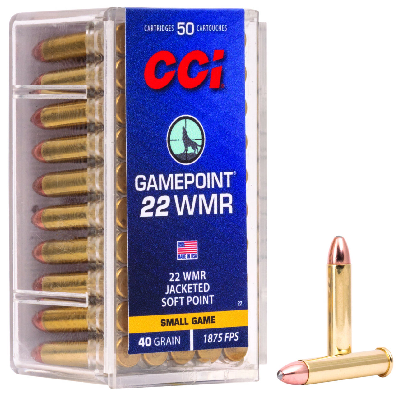 CCI 0022 Gamepoint Rimfire 22 WMR 40 gr Jacketed Soft Point (JSP) 50 Per Box/ 40 Cs