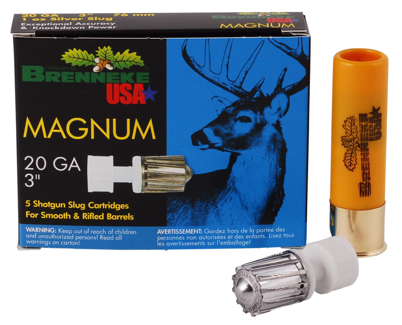 Brenneke SL203M Magnum 20 Gauge 3" 1 oz Slug Shot 5 Per Box/ 50 Cs