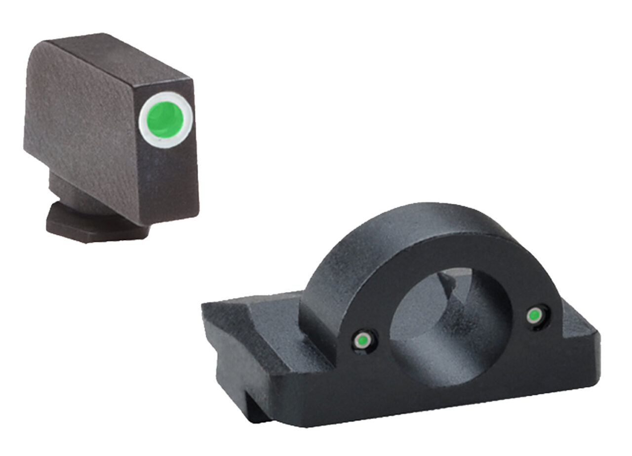 AmeriGlo GL125 Ghost Ring Sight Set for Glock Black | Green Tritium with White Outline Front Sight Green Tritium Rear Sight