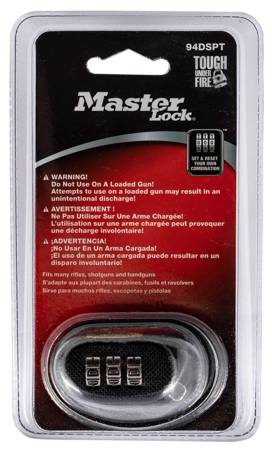 Master Lock 94DSPT Trigger Guard Lock Resettable Open With Combination Gray Steel/Zinc Firearms Fit- pistols/Rifles/Shotguns
