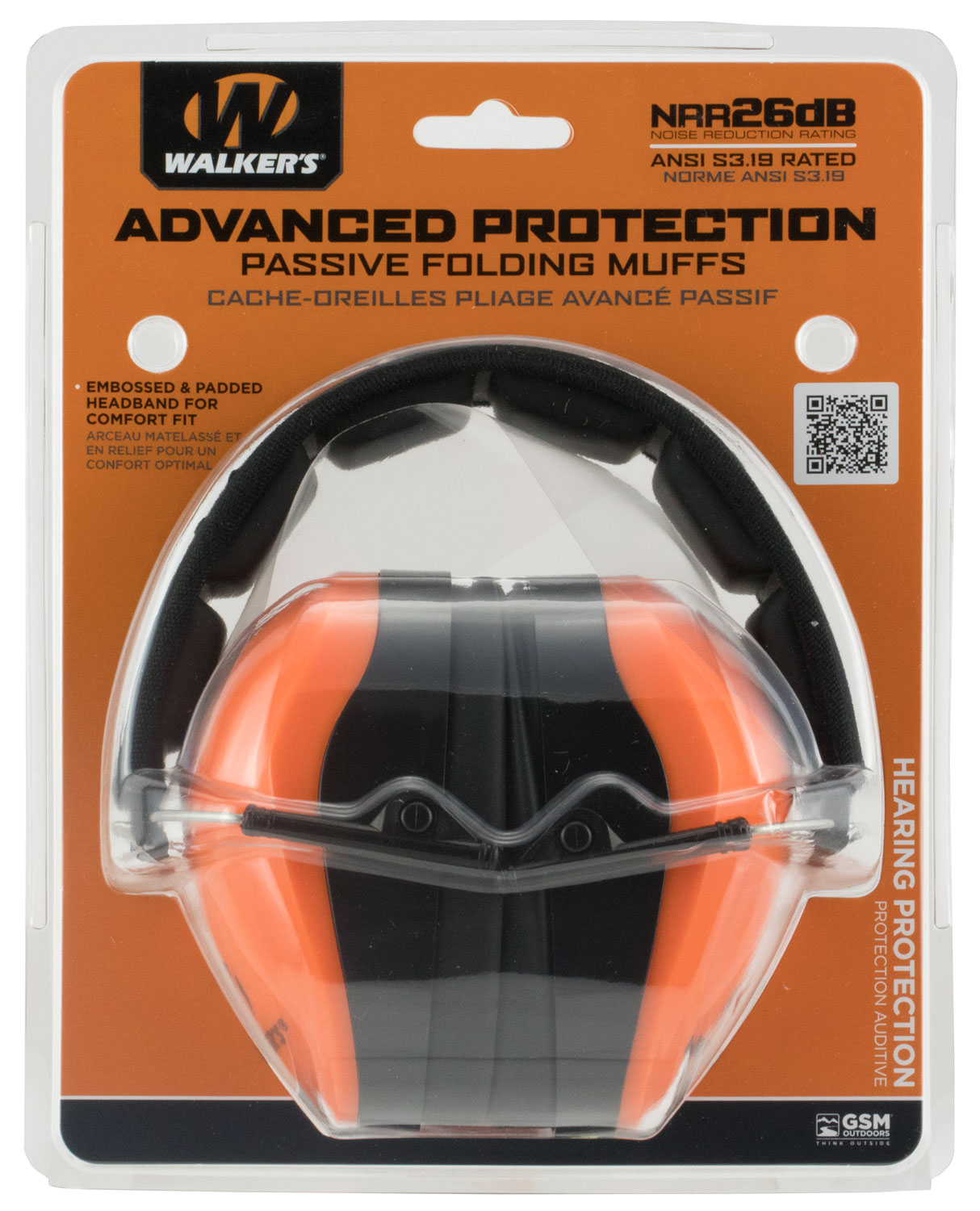 Walker's GWPDCPMBO Advanced Protection Passive Muff 26 dB Over the Head Blaze Orange/Black Polymer - Image 2