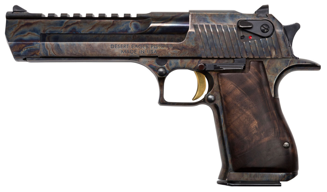 Magnum Research DE44CH Desert Eagle Mark XIX 44 Rem Mag Caliber with 6" Picatinny Rail Barrel, 8+1 Capacity, Overall Clear Cerakote Color Case Hardened Finish Carbon Steel, Beavertail Frame, Serrated Slide & Engraved Desert Eagle Logo Walnut Grip - Image 2