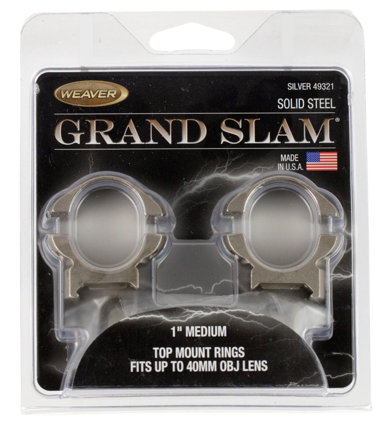 Weaver Mounts 49322 Grand Slam Top Mount 1" High Weaver Silver Steel