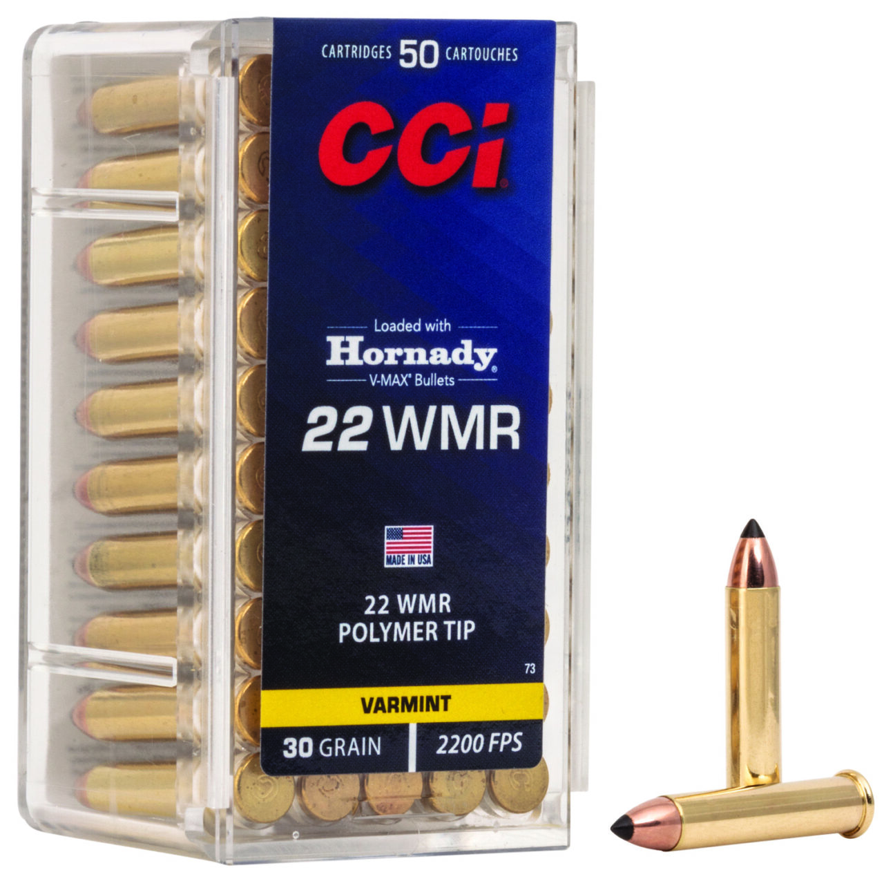 CCI 0073 VMAX 22 WMR, 30 gr, Hornady V-Max/ 50 Per Box/ 40 Cs