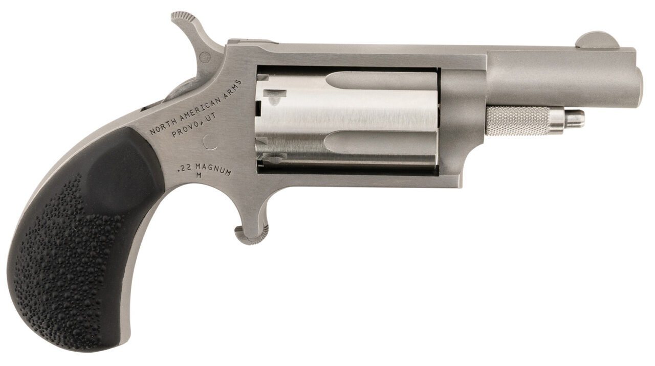 North American Arms 22MGRCHSS Mini-Revolver Carry Combo 22 WMR 5 Shot 1.63" Barrel, Stainless Steel Barrel/Cylinder/Frame, Black Rubber Grip, Includes Exclusive Holster Package
