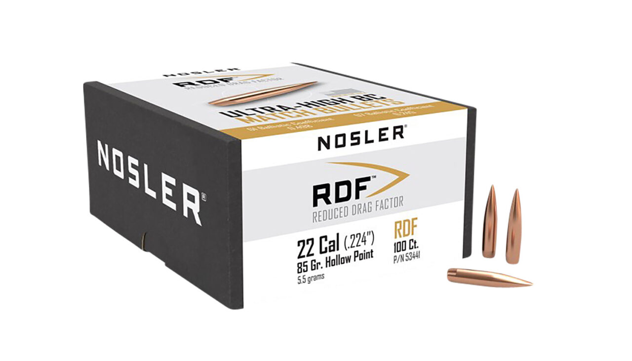 Nosler 53441 RDF Match 22 Cal .224 85 gr Hollow Point Boat-Tail (HPBT) 100 Per Box