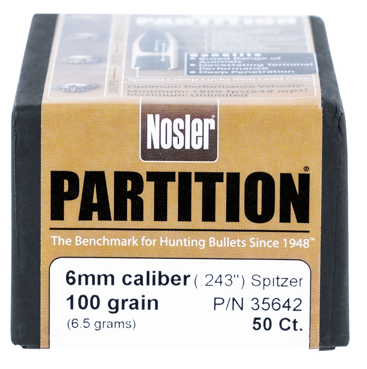 Nosler 35642 Partition 6mm .243 100 gr Spitzer 50 Per Box - Image 2