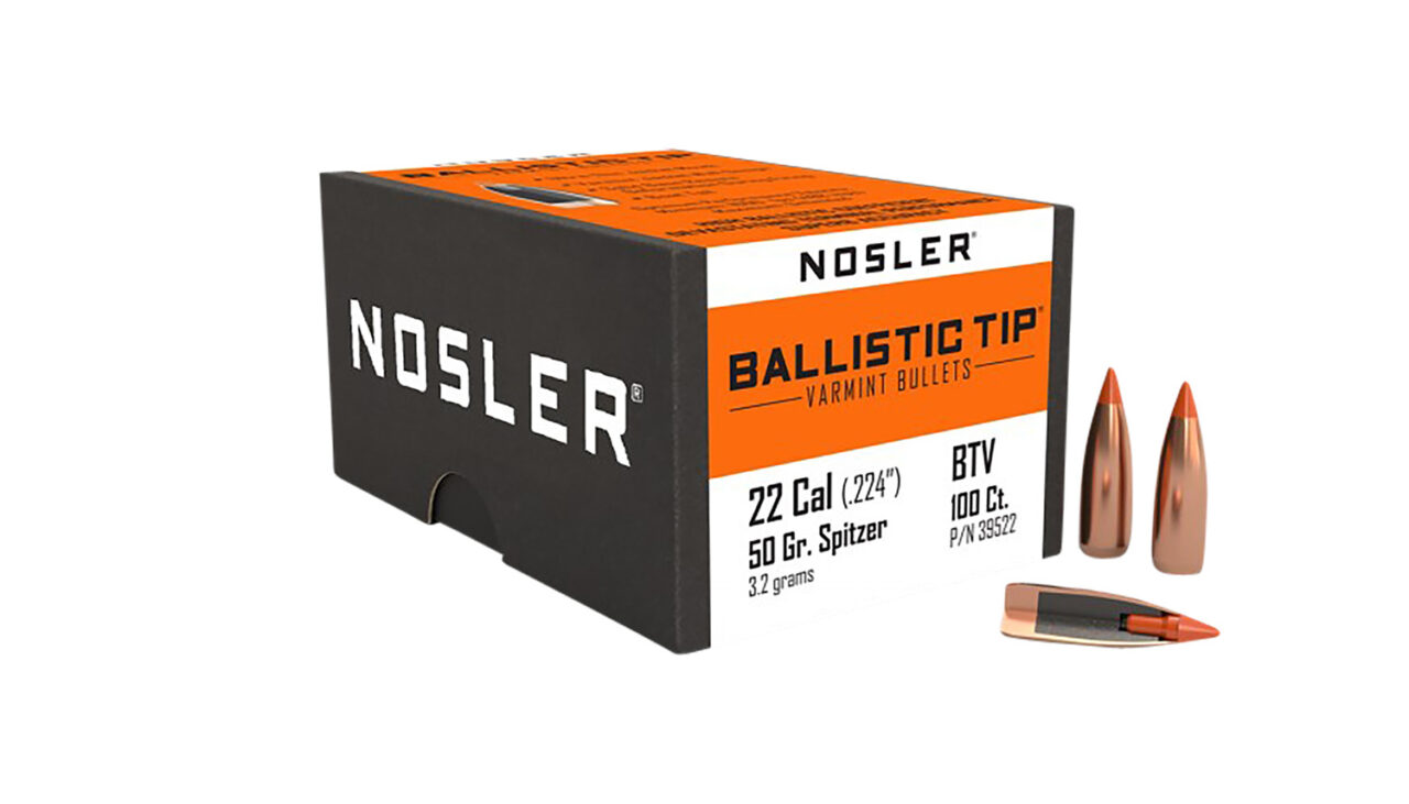 Nosler 39522 Ballistic Tip .22 Cal .224 50 gr Spitzer Point 100 Per Box