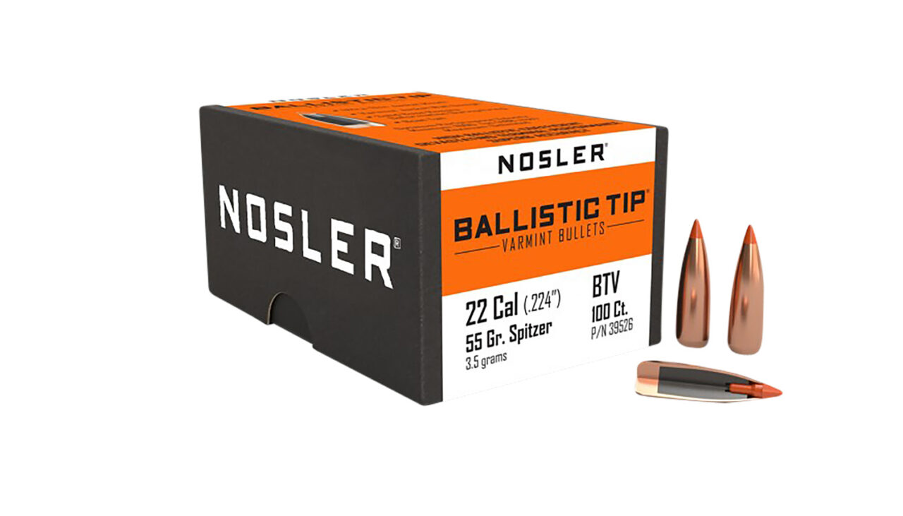 Nosler 39526 Ballistic Tip 22 Cal .224 55 gr Spitzer Point 100 Per Box
