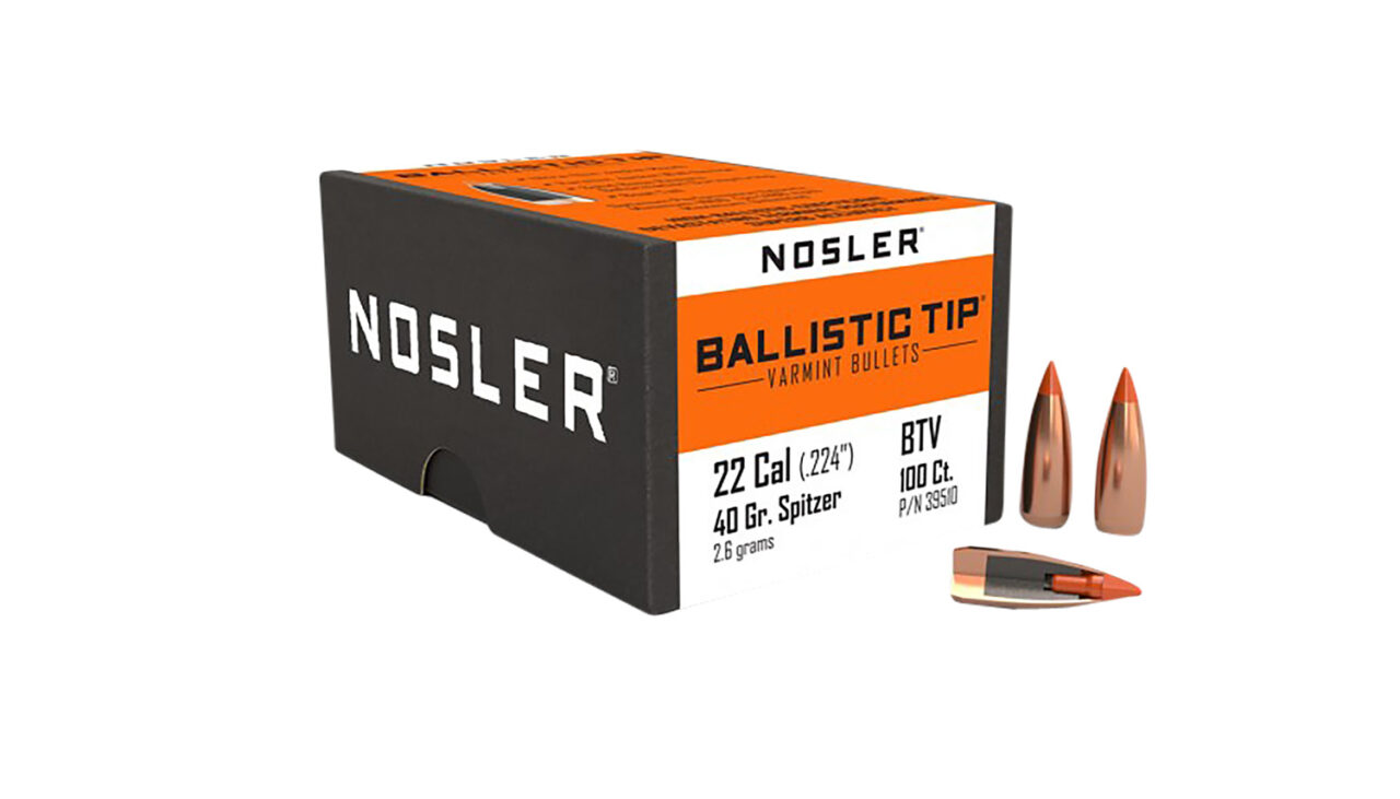 Nosler 39510 Ballistic Tip .22 Cal .224 40 gr Spitzer Point 100 Per Box
