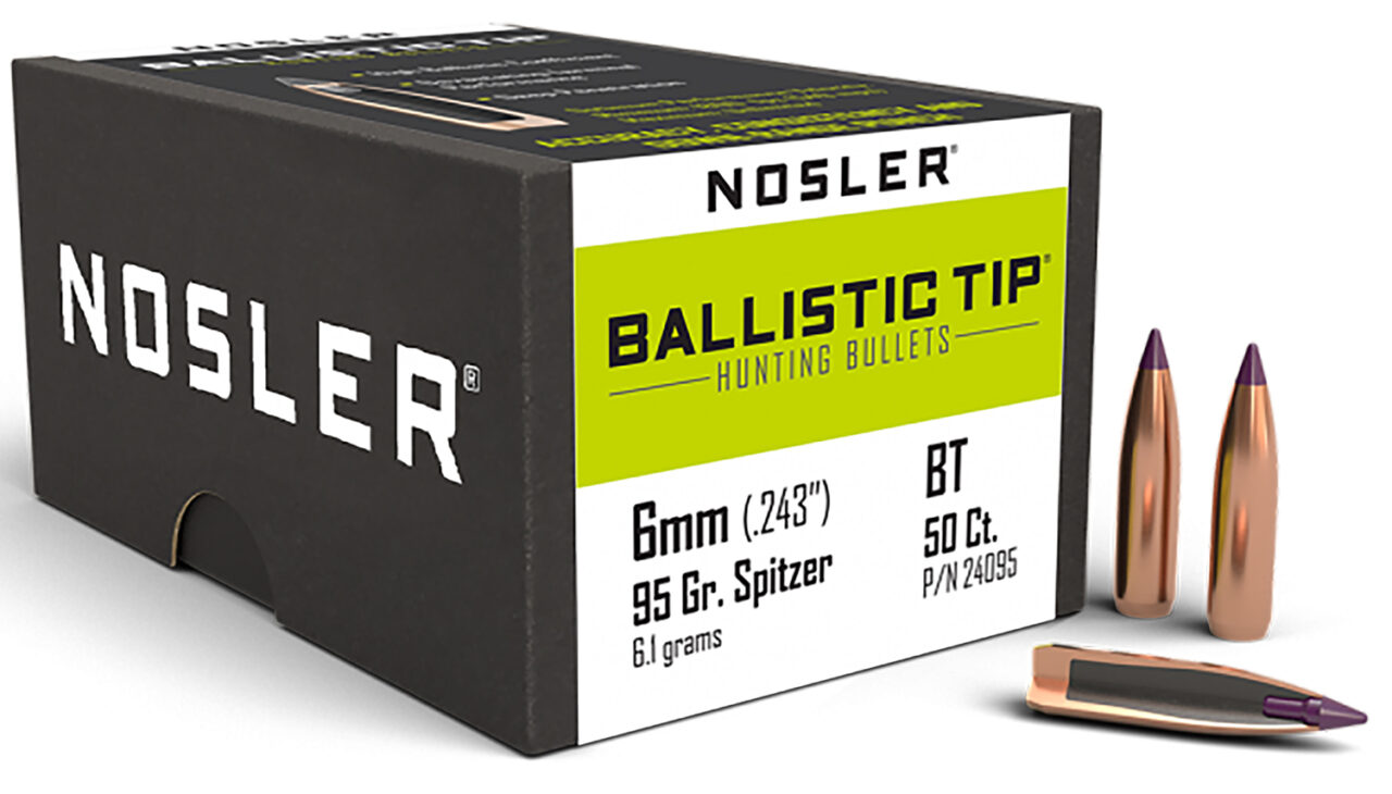 Nosler 24095 Ballistic Tip 6mm .243 95 GR Spitzer 50 Per Box