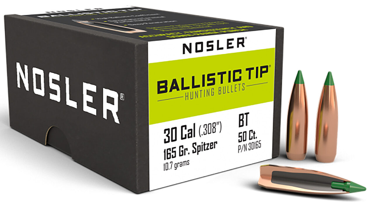 Nosler 30165 Ballistic Tip 30 Cal .308 165 gr Spitzer 50 Per Box