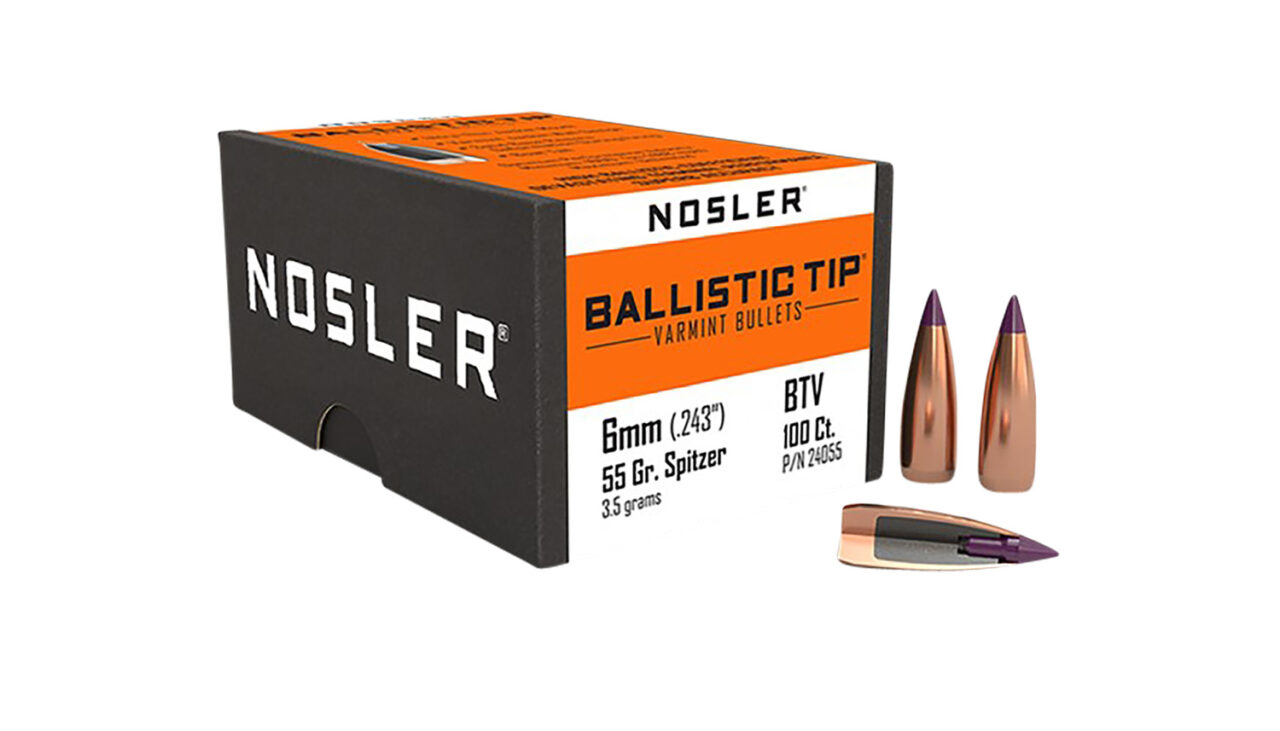 Nosler 24055 Ballistic Tip 6mm .243 55 gr Spitzer 100 Per Box