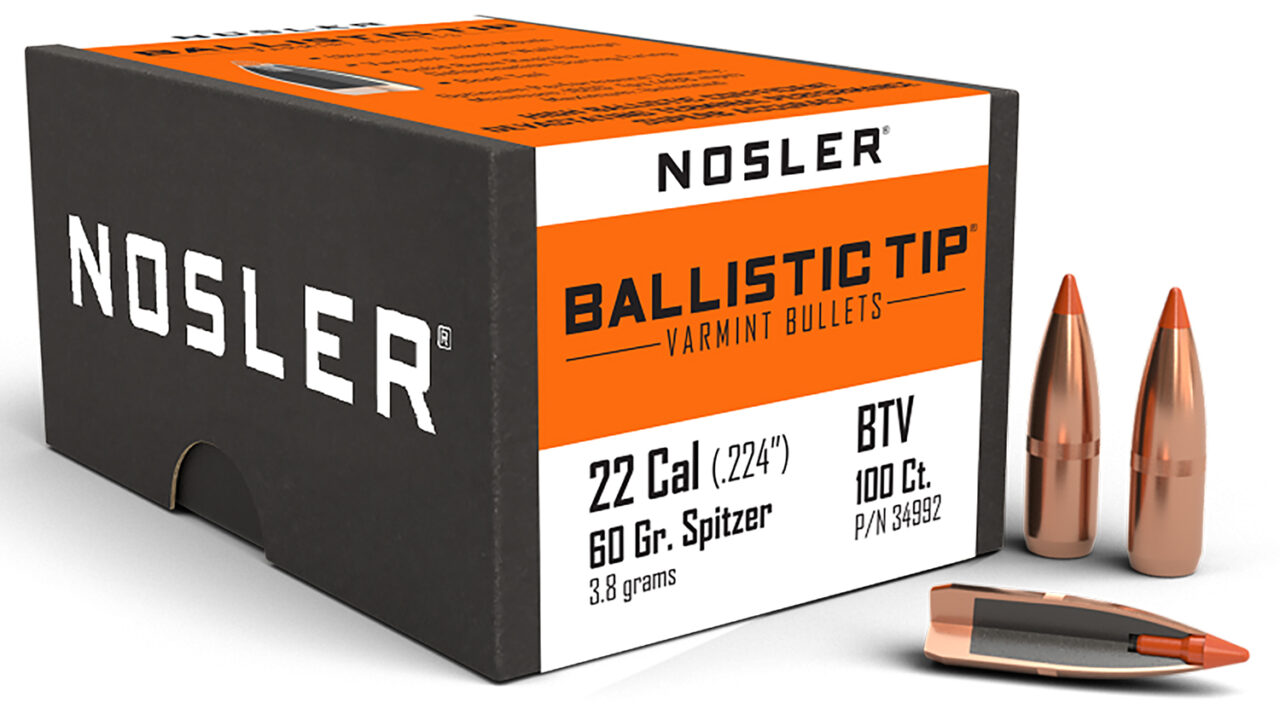Nosler 34992 Ballistic Tip .22 Cal .224 60 gr Spitzer 100 Per Box