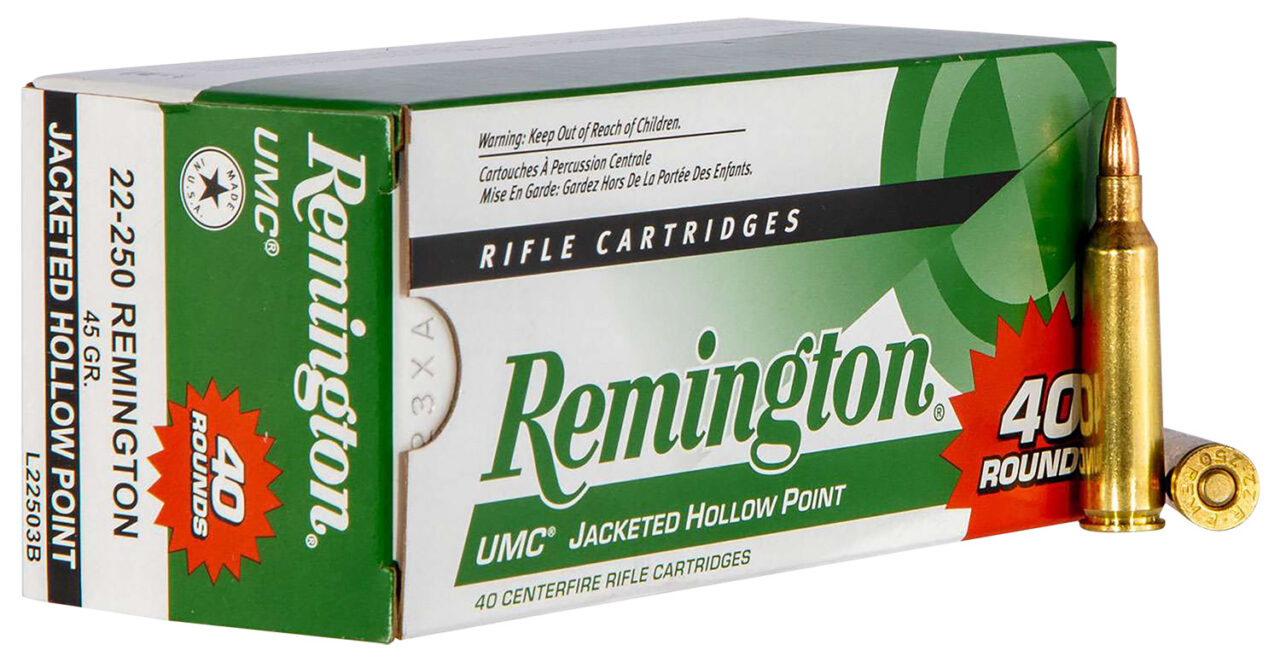 Remington Ammunition 23769 UMC Value Pack 22-250 Rem 45 gr Jacketed Hollow Point (JHP) 40 Per Box/ 10 Cs