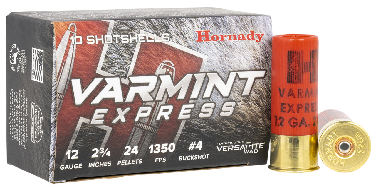 Hornady 86243 Varmint Express 12 Gauge 2.75" 4 Buck Shot 10 Per Box/ 10 Cs