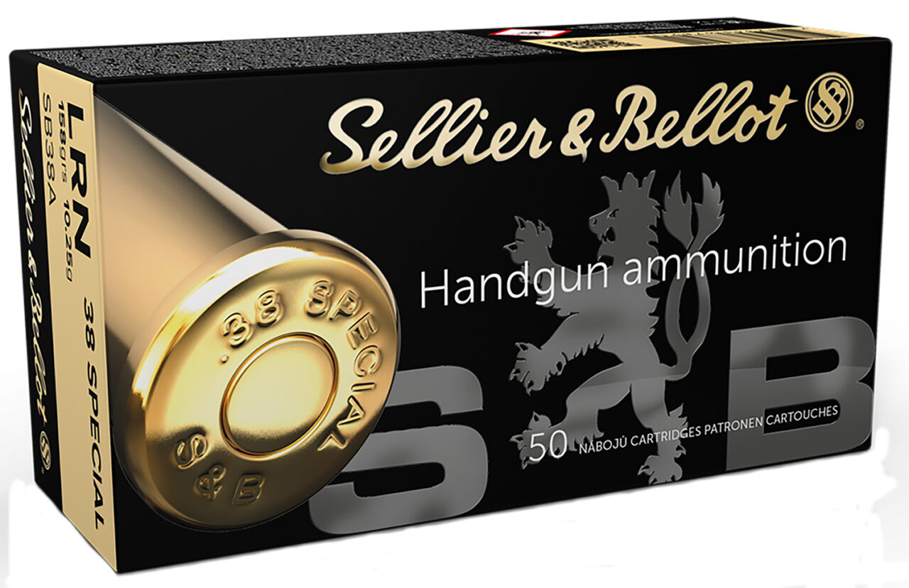 Sellier & Bellot SB38A pistols 38 Special 158 gr Lead Round Nose (LRN) 50 Per Box/ 20 Cs