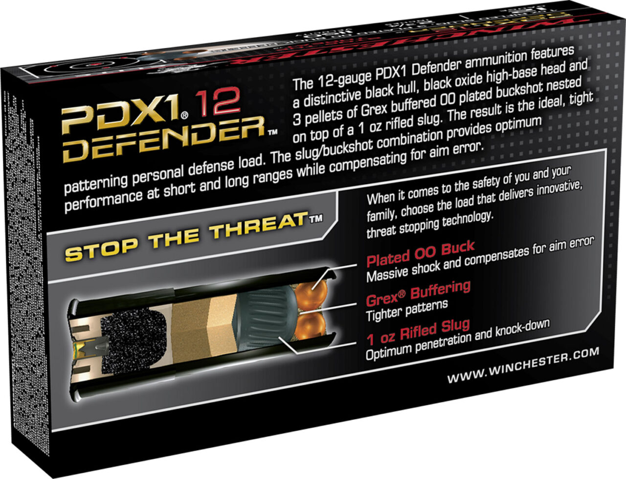 Winchester Ammo S12PDX1 PDX1 Defender Combo 12 Gauge 2.75" 1 oz 1150 fps Riflesd Slug, 3 Plated 00 Buck Pellets Shot 10 Bx/10 Cs - Image 2