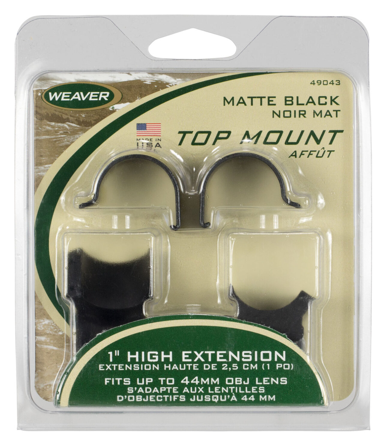 Weaver Mounts 49043 Top Mount Matte Black Aluminum 1" Tube High Quick Detach Extended