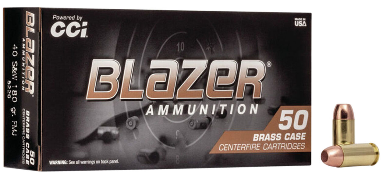 CCI 5220 Blazer Brass 40 S&W 180 gr 985 fps Full Metal Jacket (FMJ) 50 Bx/20 Cs