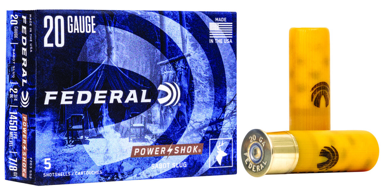 Federal F203SS2 Power-Shok Shotshell 20 Gauge 2.75" 7/8 oz Sabot Slug Shot 5 Per Box/ 50 Cs
