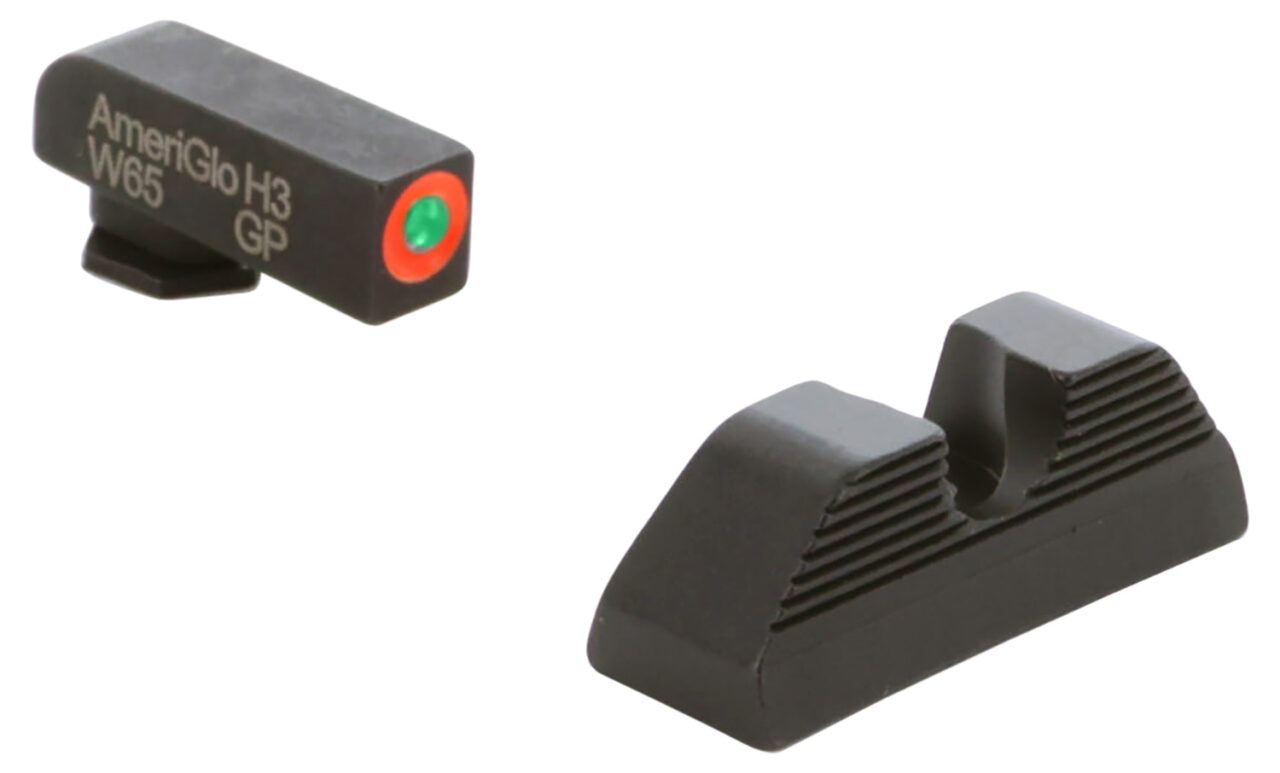 AmeriGlo GL351 Protector Sight Set for Glock Black | Green Tritium with Orange Outline Front Sight Black Rear Sight