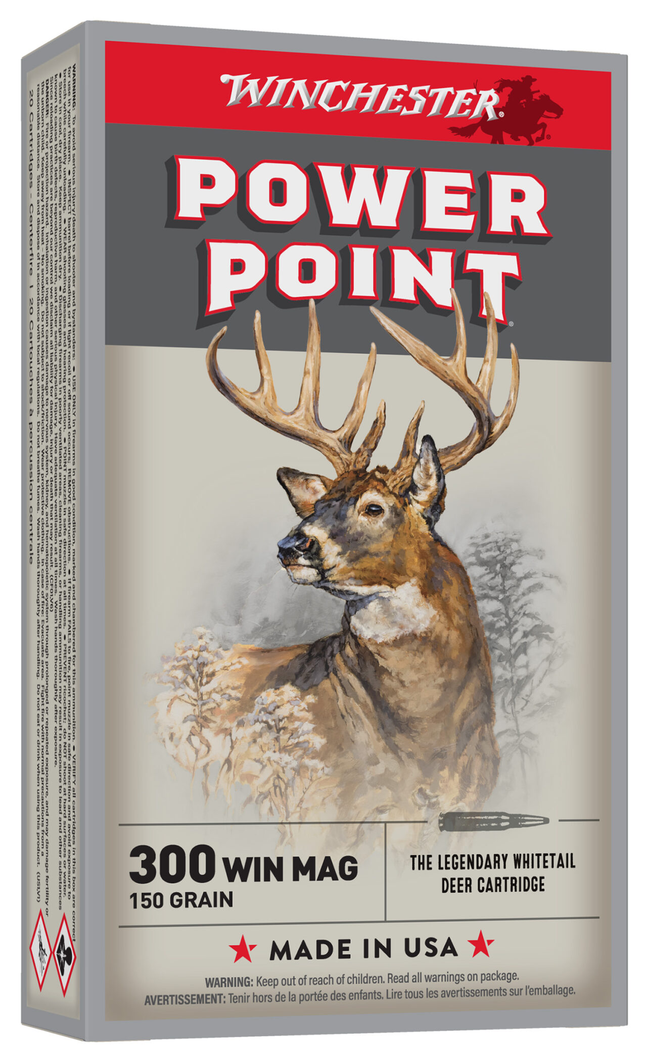 Winchester Ammo X30WM1 Power-Point 300 Win Mag 150 gr Power-Point (PP) 20 Per Box/ 10 Cs